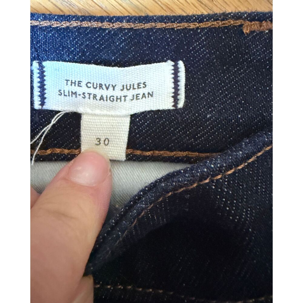 Madewell Dark Wash Blue The Curvy Jules Slim-Straight High Waisted Jean Size 30 - Picture 4 of 6